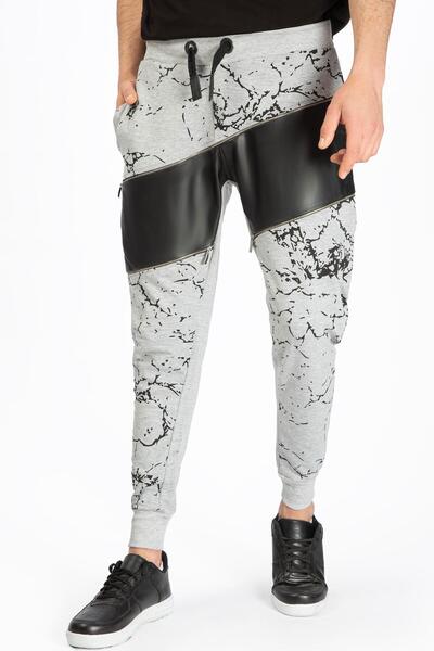 Geco Γκρι φούτερ με φερνούαρ και κάτω από το μπροστινό μέρος συνδυασμός υφασμάτων ρίντινες πόδια