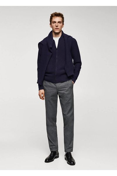 MANGO Man Cotton Slim-fit Molded Trousers