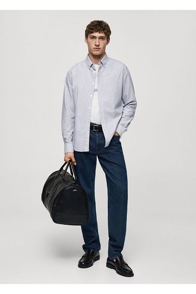 MANGO Man 100% cotton kodak striped shirt