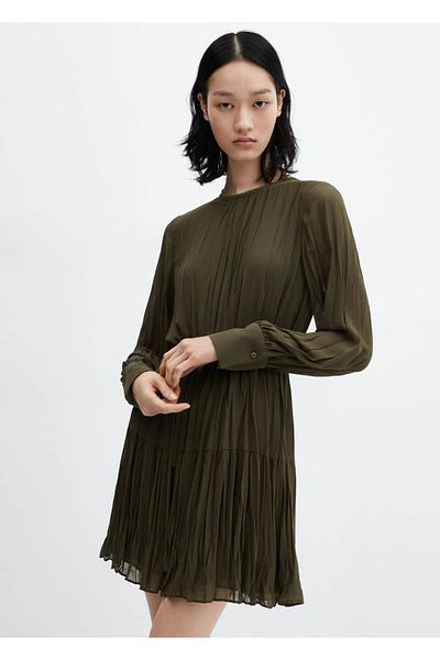 MANGO Woman Plisowana, krótka sukienka