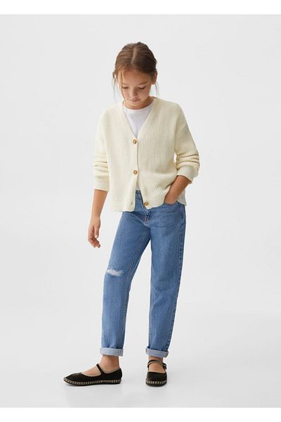 MANGO Kids Pulover alb pentru copii