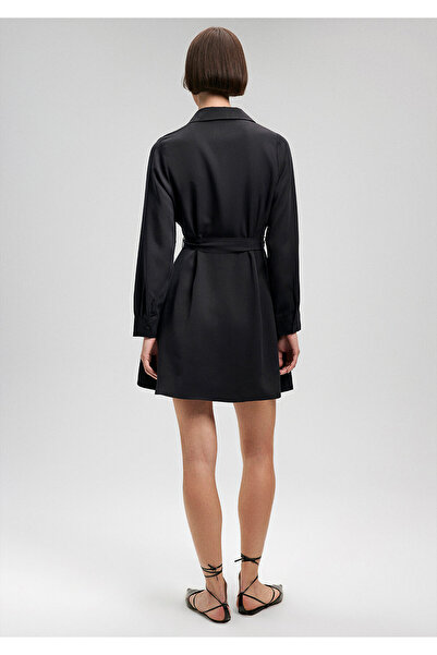 Mavi Tencel Tm Siyah Gömlek Elbise 1310435-900