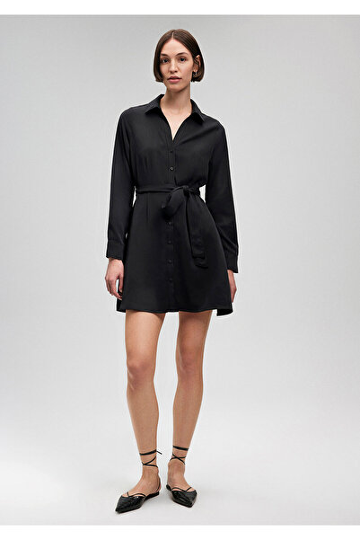 Mavi Tencel Tm Siyah Gömlek Elbise 1310435-900