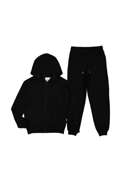 ESKİŞEHİR YUMURCAK Solid Color Tracksuit Set Hooded Zipper Cardigan