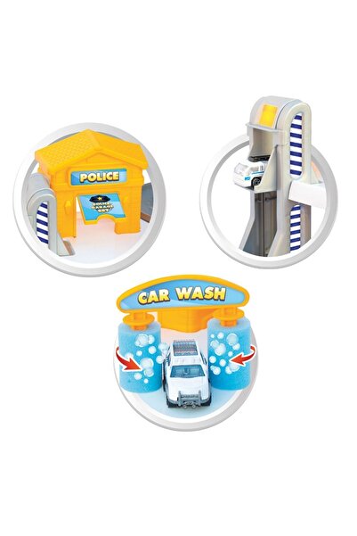 Doğan Oyuncak Dünyası 2 Storey Police Garage Set and Mega Track - Car Parking Set - Car Set - Hotwheels Set - Station