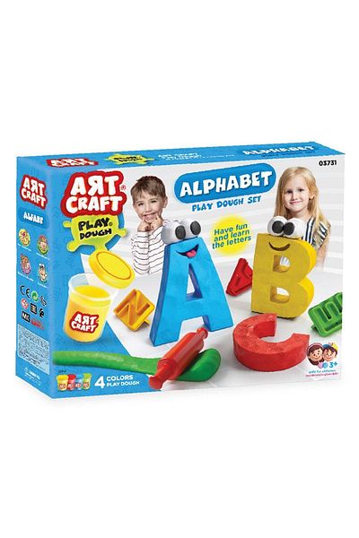 Doğan Oyuncak Dünyası 4 Different Colored Alphabet Play Dough Set - All Letter Molds
