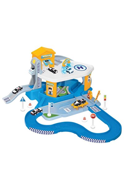 Doğan Oyuncak Dünyası 2 Storey Police Garage Set and Mega Track - Car Parking Set - Car Set - Hotwheels Set - Station