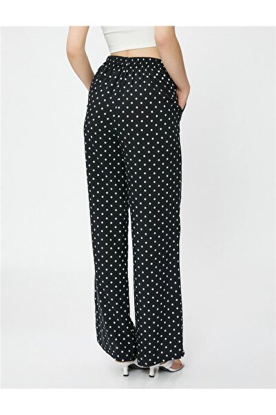 Koton 9d9 černé vzorované dámské tkané kalhoty – 3sak40333pw