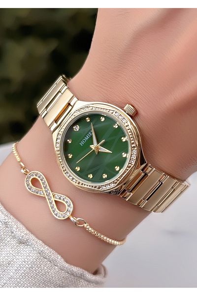 Homies HOMi̇ES Original Women's Watch - Gold Green Bracelet Gift