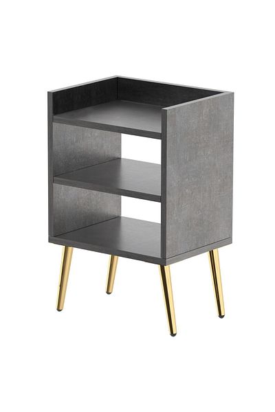 Mahmayi Modern Nightstand with 3 Open Shelves - Versatile, Lightweight, Easy to Assemble