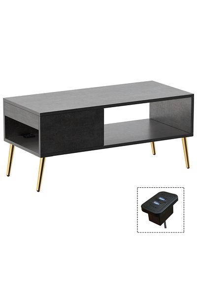 Mahmayi Modern Coffee Table with USB Port & Storage - Sleek, Durable & Space-Saving Design