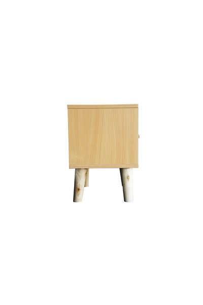 Mahmayi Modern Multifunctional Nightstand with Drawer - Beech & White, 40x30x42 cm