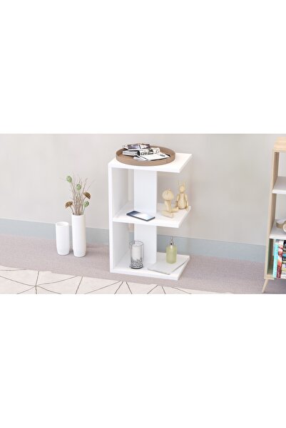 Mahmayi Modern White Nightstand with 3 Open Shelves for Bedroom & Living Room - Easy to Assemble