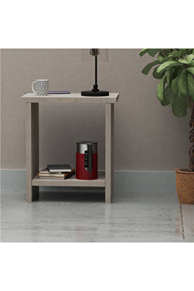 Mahmayi Modern White Concrete Nightstand with Storage - Versatile, Elegant, Easy Assembly