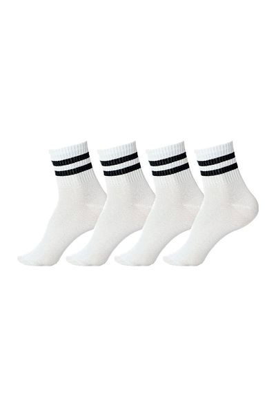 Dalita Unisex 4 ζευγάρια αθλητικές κάλτσες από λευκό βαμβακερό σχέδιο