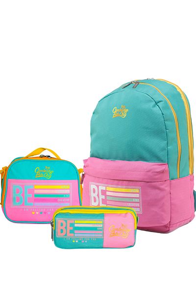 Cambridge Polo Club Be Happy Unisex Children's Primary School Bag Set with Double Main Compartments