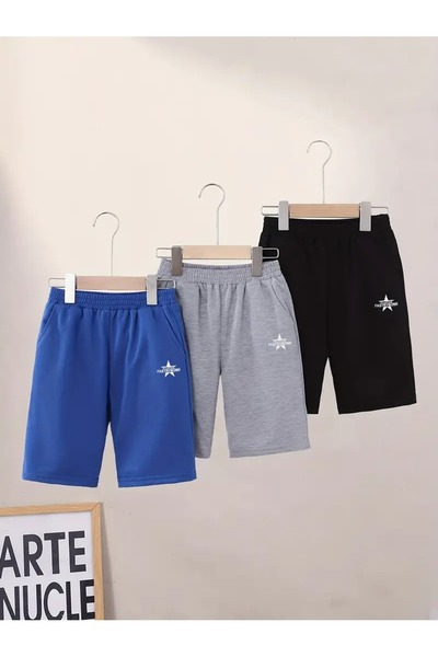 DAXİS Sportwear Company 3'lü Kız/Erkek Çocuk Baskılı Penye Şort