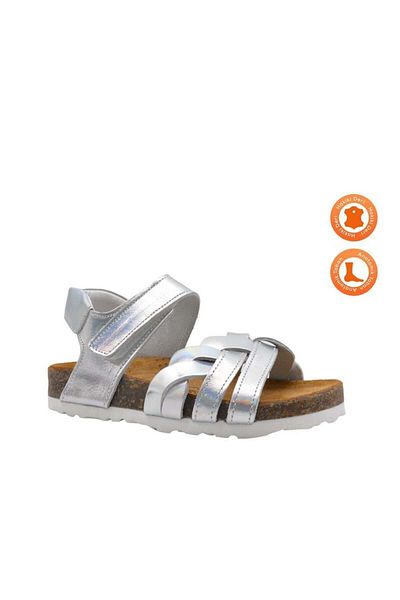 kids A more Ellison Single Velcro Leather Girl's Sandals Silver