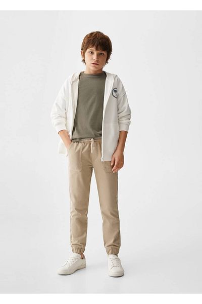 MANGO Kids Pantaloni bej pentru copii