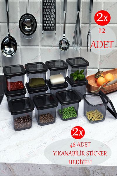 Alacarte Set of 24 Anthracite Food Storage Container - leak Proof lid, 0.50 Lt. with Gift
