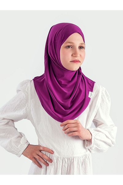 Schaless حجاب عملي مطوي للأطفال من سن 6 إلى 10 سنوات - برقوق