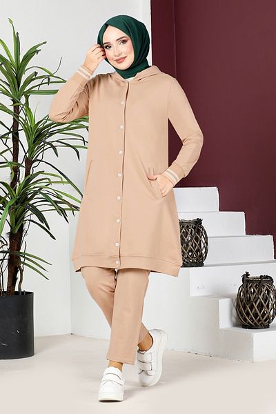 ModaMerve Beige Colored Triple Combination - NZR7194