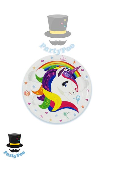 PartyPoo 8 Unicorn Themed Plates