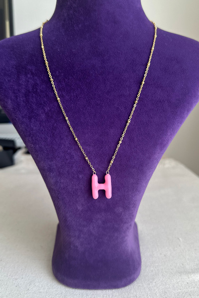 MODA Caprea Steel 40+5cm Colorful Letter Necklace Gold Color Non Tarnish Wome...