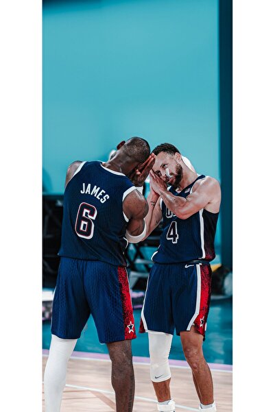 512 STORE LeBron James & Stephen Curry NBA 2024 Olimpiyat Duvar Dekor Poster 30x42 Çerçevesiz