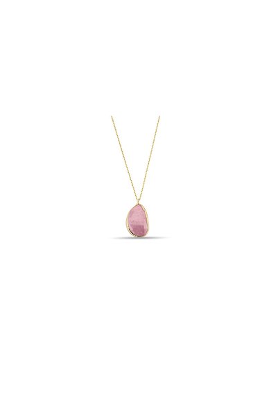 Goldstation 14 Ayar Altın Kolye Pembe Buzlu Taş