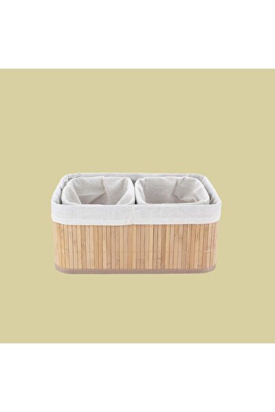 By Hanedan طقم سلة من الخيزران مكون من 3 قطع - منظم