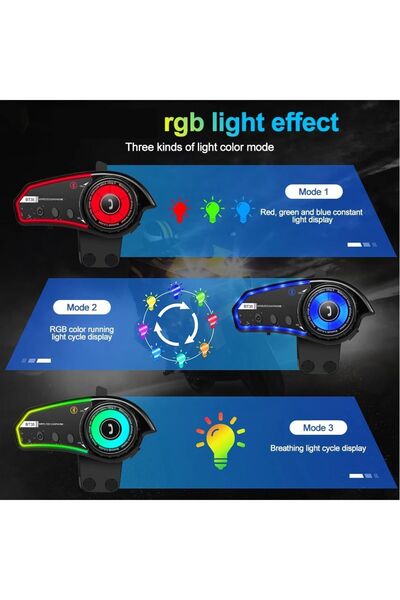 Blic BT35 Rgb Renkli Işıklı ve Yüksek Sesli Bluetooth Kask Intercom /motosiklet Interkom Kulaklık