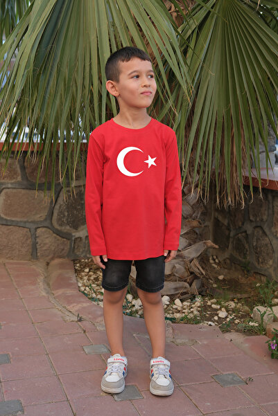 Raf Coll Tricou tricotat cu mânecă lungă pentru fete/băieți, steagul lunii, b...