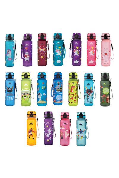 AlpinTec Pink Cat Patterned Children's Water Bottle - Tritan 500 ml