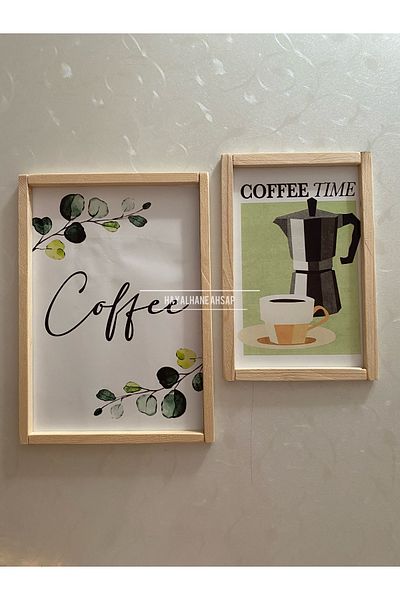 HAYALHANE AHŞAP Комплект ъглова масичка за кафе Coffee Time с дървена рамка