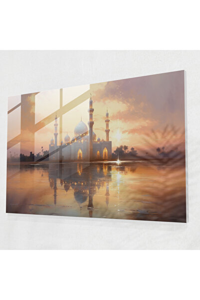 PaintedAnarchy Calm Sunset Mosque Glass Print, Mosque, Glass Print, Glass Art
