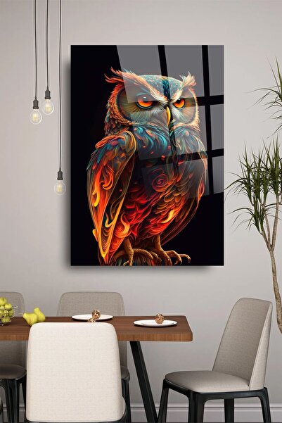 TAULART Divna slika sove, neponištivo staklo, slika za dom i kancelariju, vis...