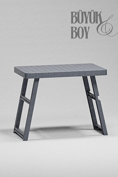 teknotrust Gri Portatif Büyük Boy Plastik Piknik Sehpası Katlanabilir Bahçe Balkon Kamp Masası Katlanır Sehpa