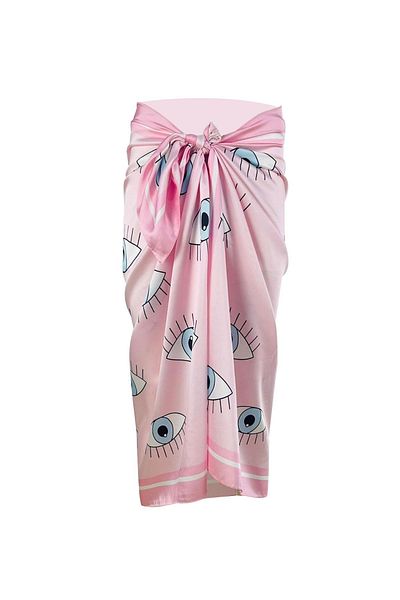 Rs Ramuni Pareo Shiny Fabric Pink Eye Patterned Pareo 145x95