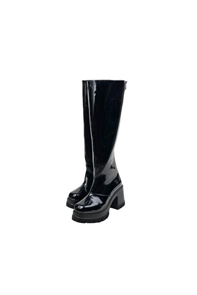 bescobel ToYhan Black Patent Leather - High Heel Zippered 9 cm Women's Boots