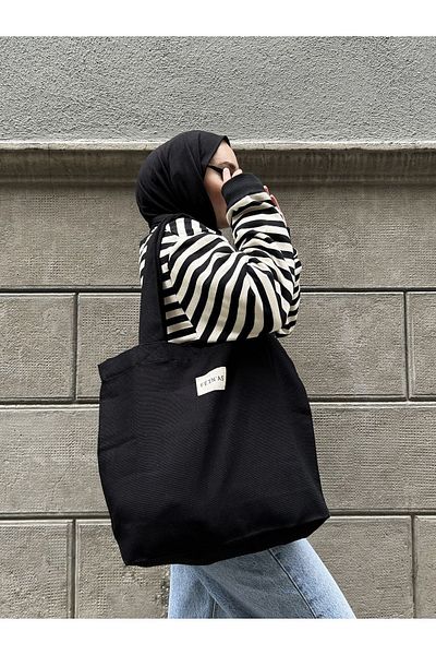 feinas حقيبة قماش سوداء - سياج (45x40x10 سم) 100% قطن
