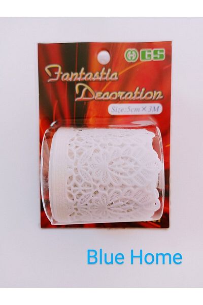 Blue Home Fantastica PVC Shelf Ruffle Self-Adhesive Size; Width: 5 cm x 3 MT length/ WHITE