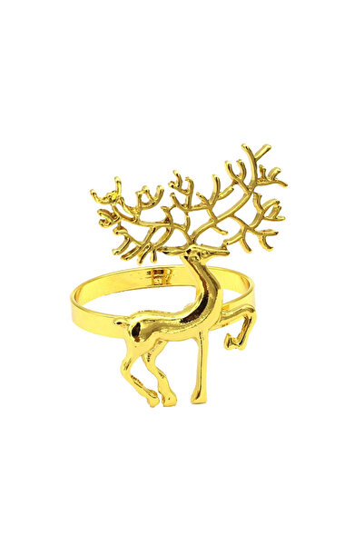mutlu adım 4 Pieces 4cm Metal Napkin Holder New Year with Deer