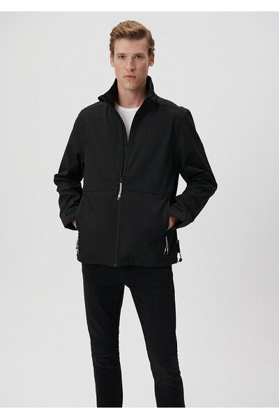 Mavi Siyah Dik Yaka Scuba Ceket Regular Fit / Normal Kesim 0110044-900