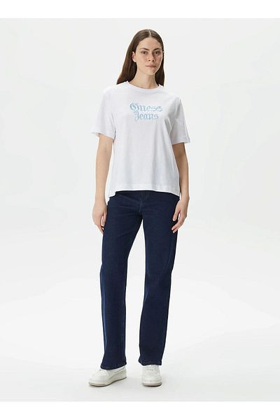 Guess Tricou alb cu gât pentru femei W4RI49K6XN4-G011