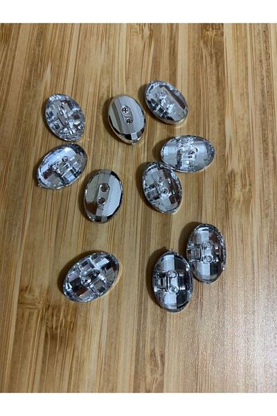 Öztürk Metalized Stone Look Button 1x1.5cm. Pack of 10. No:3