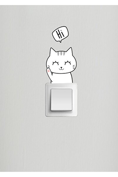 Ayza Tasarım Sevimli Kedi Priz Sticker