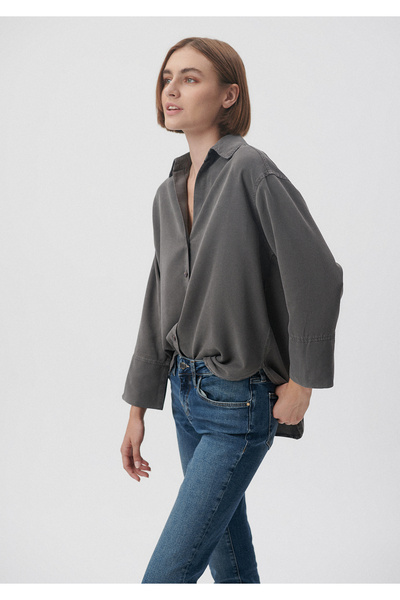 Mavi Lux Touch Lacivert Lyocel Gömlek Regular Fit / Normal Kesim 1210543-81657