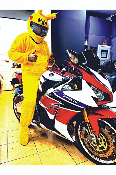 kaskmania بذلة دراجة نارية بيكاتشو زي بيكاتشو من القطيفة