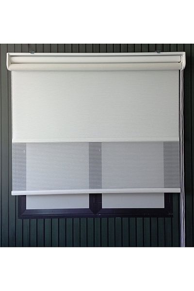 Lotus New Season Double Mechanism Trend Chain Patterned Gold Glitter Tulle Roller Blinds - Çizgiv3